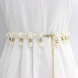 SYGA Pearl Waist Chain Belt Adjustable Decorative Belt Hollowed Tassel Waist Belts - Free Size