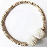SYGA 2Pcs Magnetic Curtain Tiebacks Clip Rope Holdbacks Classy Decorative Pearl Holder Buckles for Home Hotel Window Draperies Rope Ties Office Living Bedroom Decoration- Simple Coffee