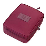SYGA Travel Cosmetic Bag Plain Multifunction Portable Bag Cosmetic Makeup Pouch Case_WineRed