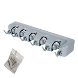 SYGA 5 Positions 6 Hooks Mop and Broom Holder, Broom Organizer Wall Mount Broom Storage and Mop Holder Garage Organizer