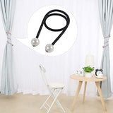 SYGA 2Pcs Curtain Tiebacks 46cm Curtain Clip Rope Holdbacks Classy Decorative Pearl Holder Buckles for Home Hotel Window Draperies Rope Ties Office Living Bedroom Decoration- Pack of 2, Black