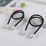 SYGA 2Pcs Curtain Tiebacks 46cm Curtain Clip Rope Holdbacks Classy Decorative Pearl Holder Buckles for Home Hotel Window Draperies Rope Ties Office Living Bedroom Decoration- Pack of 2, Black