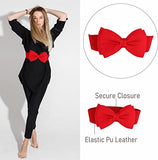 SYGA Women Bow Waist Band Elastic Pu Leather Fashionable Waist Belt for Girls 60-80cm Retro Ladies Waist Belt For Jeans Short & Long Dress Skirt Sweater Shirt