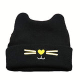 SYGA 1 Piece Medium Knitted Head Design Baby Wool Sleep Cap_Black