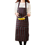SYGA 1 Piece Unisex Kitchen Apron Cotton Linen Strip BBQ Cooking Baking Catering Apron_RedLining