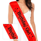 SYGA Birthday Queen Sash Birthday Party Sash Shiny Glitter for Women Girls Princess Elegant Party Decoration Accessory Supplies Gifts for Girl Women with Fun Party Queen Lettering - Red