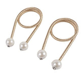 SYGA 2Pcs Curtain Tiebacks 46cm Curtain Clip Rope Holdbacks Classy Decorative Pearl Holder Buckles for Home Hotel Window Draperies Rope Ties Office Living Bedroom Decoration- Pack of 2, Beige