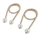 SYGA 2Pcs Curtain Tiebacks 46cm Curtain Clip Rope Holdbacks Classy Decorative Pearl Holder Buckles for Home Hotel Window Draperies Rope Ties Office Living Bedroom Decoration- Pack of 2, Beige