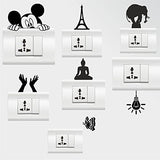SYGA Set of 7 Decorative Beautiful Modern Art Switch Board Stickers