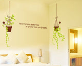SYGA DIY Modern Home Decor Green Hanging Pot Wall Stickers Decals Design
