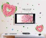 SYGA PVC Vinyl 'Pink Rose in Heart Shape' Sticker for Wall