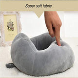 Syga Memory Foam, Velvet Travel Head, Neck Adjustable Providing 360-Degree Chin Support Head Rest Pillow (Grey)