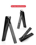SYGA Nail Pack of 3 Clipper Set - Premium Black Stainless Steel Deluxe Fingernail and Toenail Clipper Cutter