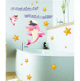 SYGA PVC Vinyl Wall Stickers for Living Room Self Adhesive Stickers (Rock Starry Dolphin) - Multi Color