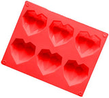 SYGA 6-Cavity 3D Heart Diamond Shaped Rectangular Silicone DIY Mould (Color May Vary)