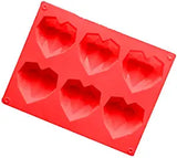 SYGA 6-Cavity 3D Heart Diamond Shaped Rectangular Silicone DIY Mould (Color May Vary)