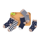 SYGA 5 Pairs Baby Girl Boys Non Slip Trainer Socks Toddlers Infant Socks Warm and Socks Cotton Stretch Crew Anti-Slip Baby Socks- Navy, 0-1 Years