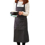 SYGA 1 Piece Unisex Kitchen Apron Cotton Linen Strip BBQ Cooking Baking Catering Apron_WhiteLining