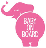 SYGA 'Baby On Board' Pink Elephant Car Stickers