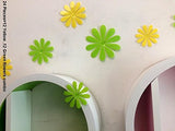SYGA DIY 24 Pcs 3D Green and Yellow Beautiful Flowers Decorative Wall Stickers