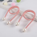 SYGA 2Pcs Curtain Tiebacks 46cm Curtain Clip Rope Holdbacks Classy Decorative Pearl Holder Buckles for Home Hotel Window Draperies Rope Ties Office Living Bedroom Decoration- Pack of 2, Pink