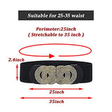 SYGA Women Cinch Belt, PU Leather Stretchy Waist Belt with Woven Metal Buckle, Retro Style - Suitable for Minimum Waist Size 25 Inch, Stretchable up to 31 Inch