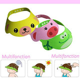 SYGA Bathing Shower Cap, Kids Bath Cap, Adjustable Baby Shower Caps, Yellow & Green - Dog & Piggy Style