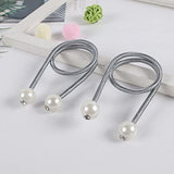 SYGA 2Pcs Curtain Tiebacks 46cm Curtain Clip Rope Holdbacks Classy Decorative Pearl Holder Buckles for Home Hotel Window Draperies Rope Ties Office Living Bedroom Decoration- Pack of 2,Dark Gray