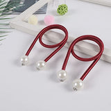 SYGA 2Pcs Curtain Tiebacks 46cm Curtain Clip Rope Holdbacks Classy Decorative Pearl Holder Buckles for Home Hotel Window Draperies Rope Ties Office Living Bedroom Decoration- Pack of 2, Red