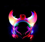 SYGA LED Flashing Light Up Devil Pattern Crowns Headband Hair Band Headdress for Party Decoration Party Caps(Pink)