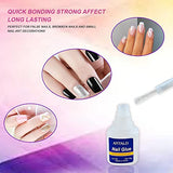 SYGA Square False Nails and Glue Bottle Professional Brush On Nail Tip Glue for Press On Nails Fake Nails Long Lasting Press On Nails for Women and Girls- Transparent, 500 pieces