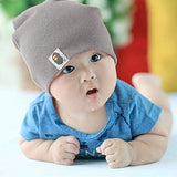 SYGA 1 Piece Small Plain Knitted Baby Cap for 3 to 12 Month Baby_Grey_Size:19 * 20 cm