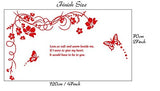 SYGA Flower Vine Butterfly Decals Design Wall Stickers 817 Red