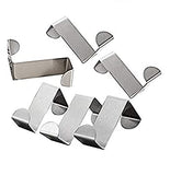 SYGA Over Door Rack Heavy Duty Reversible Brushed Stainless Steel Hook_Large (5cmx2.5cm) Set of 6, Silver