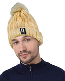 SYGA Winter Beanie Hat for Women Warm Thick Cotton Lining Knit Bobble Pom Pom Skull Cap Fleece Lined Warm Cap Outdoor Sports Hat for Ladies Women Girl Free Size
