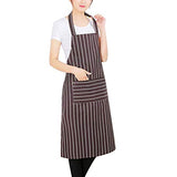 SYGA 1 Piece Unisex Kitchen Apron Cotton Linen Strip BBQ Cooking Baking Catering Apron_Brown