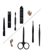 SYGA Black Nail Clippers Nail Cutter Scissors Beauty Nail Tool Manicure Set with Leather Case - Set of 7