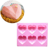 SYGA 6-Cavity 3D Heart Diamond Shaped Rectangular Silicone DIY Mould (Color May Vary)