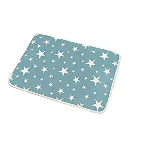 Syga Baby Waterproof Dry Sheet, Washable Reusable Bed Protector (Blue Star, Medium-50 x 70 cm)