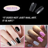 SYGA Square False Nails and Glue Bottle Professional Brush On Nail Tip Glue for Press On Nails Fake Nails Long Lasting Press On Nails for Women and Girls- Transparent, 500 pieces