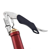 SYGA 3 in 1 Corkscrew Beer Wine Bottle Opener with Leather Cover Spring-Loaded Double Lever, Serrated Foil Cutter Barware Gear Waiter's Corkscrew of Sommeliers, Waiters, Bartenders Gift- Navy Blue