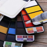 SYGA Watercolor Paint Set Foldable 42 Colors with 1 Brush Pen and Sponge Platte Portable Travel Solid Watercolor Painting Kit Gift for Adults Kids Drawing Artists Field Sketch Set Outdoor Painting Supplies