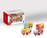SYGA Large Size 4 Pcs Square and Triangle Shaped 6 Wheels Pullback Cloth Car