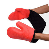 SYGA Red and Black Biconnected Circle Short High Temperature Silicone Gloves Waterproof Ironing Insulated Oven Silicone Glove