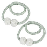 SYGA 2Pcs Magnetic Curtain Tiebacks Clip Rope Holdbacks Classy Decorative Pearl Holder Buckles for Home Hotel Window Draperies Rope Ties Office Living Bedroom Decoration- Simple Green