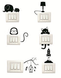 SYGA Set Of 6 Decorative Beautiful Modern Art kids Room Switch Board Stickers (Black)