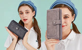 Syga PU Leather Hand Grip Wallet with Snap for Women, Grey