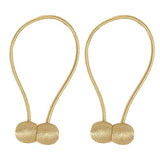 SYGA 2Pcs Magnetic Curtain Tiebacks Clip Rope Holdbacks Classy Decorative Pearl Holder Buckles for Home Hotel Window Draperies Rope Ties Office Living Bedroom Decoration- Golden