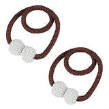 SYGA 2Pcs Magnetic Curtain Tiebacks Clip Rope Holdbacks Classy Decorative Pearl Holder Buckles for Home Hotel Window Draperies Rope Ties Office Living Bedroom Decoration- Simple Chocolate