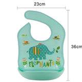 SYGA 1 Piece Elephant Pattern Waterproof Silicone Roll up Washable Crumb Catcher Baby Feeding Eating Bib (Multicolor)